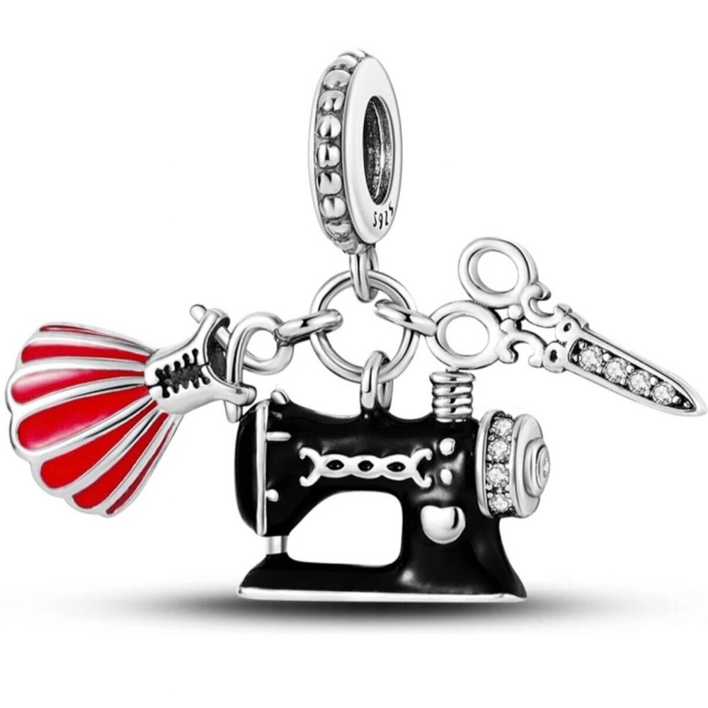 Sewing Seamstress Charm, fits Pandora Charm Bracelet, S925 Silver Jewelry